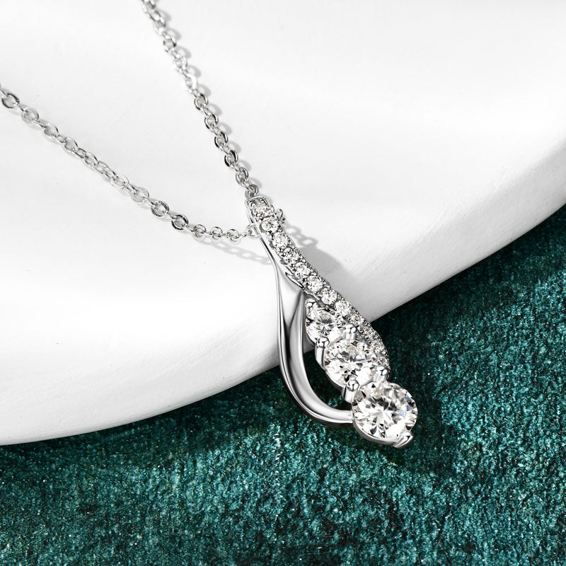 Infinity Pendant Necklace with Full Moissanite VVS 1 ct White Gold Plated