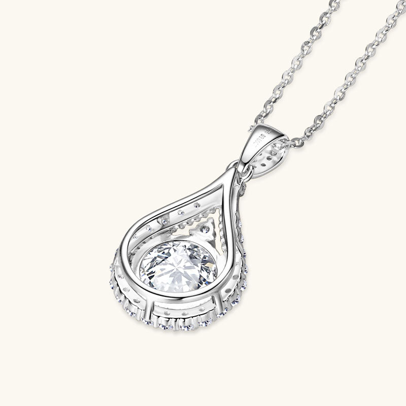 Classic Luxury Dainty Moissanite Gourd Pendant Necklace 6.5MM 18 White Gold Plated