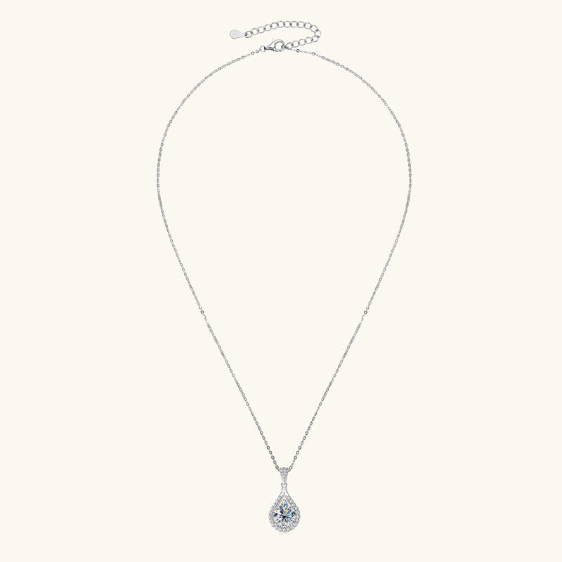 Classic Luxury Dainty Moissanite Gourd Pendant Necklace 6.5MM 18 White Gold Plated
