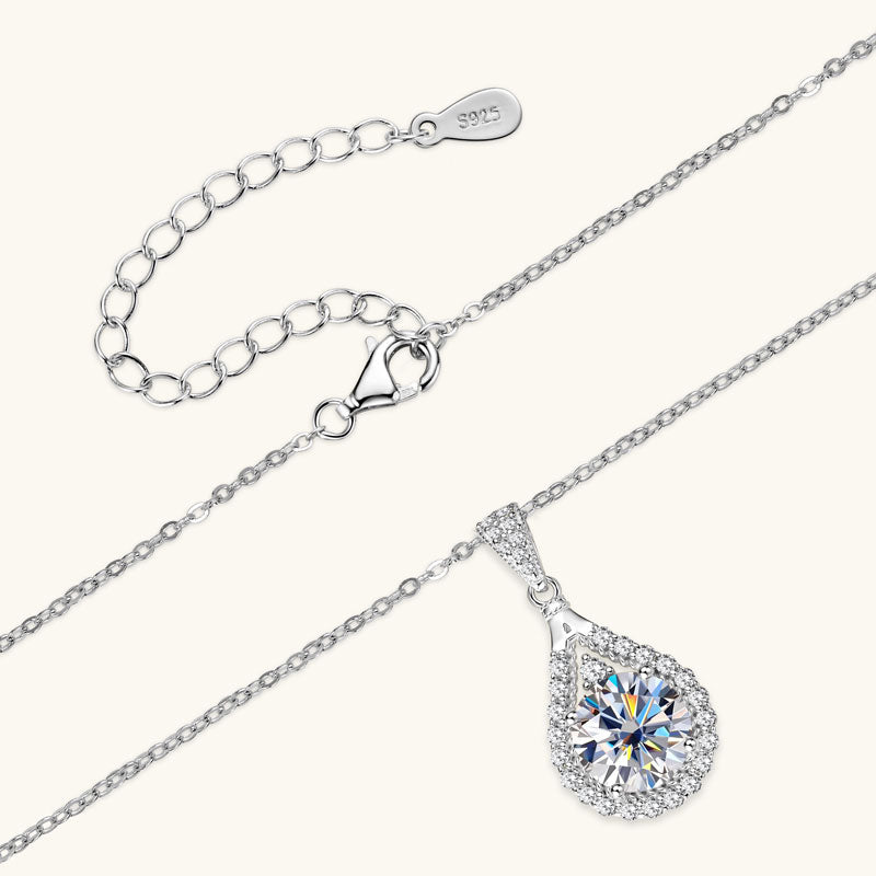 Classic Luxury Dainty Moissanite Gourd Pendant Necklace 6.5MM 18 White Gold Plated