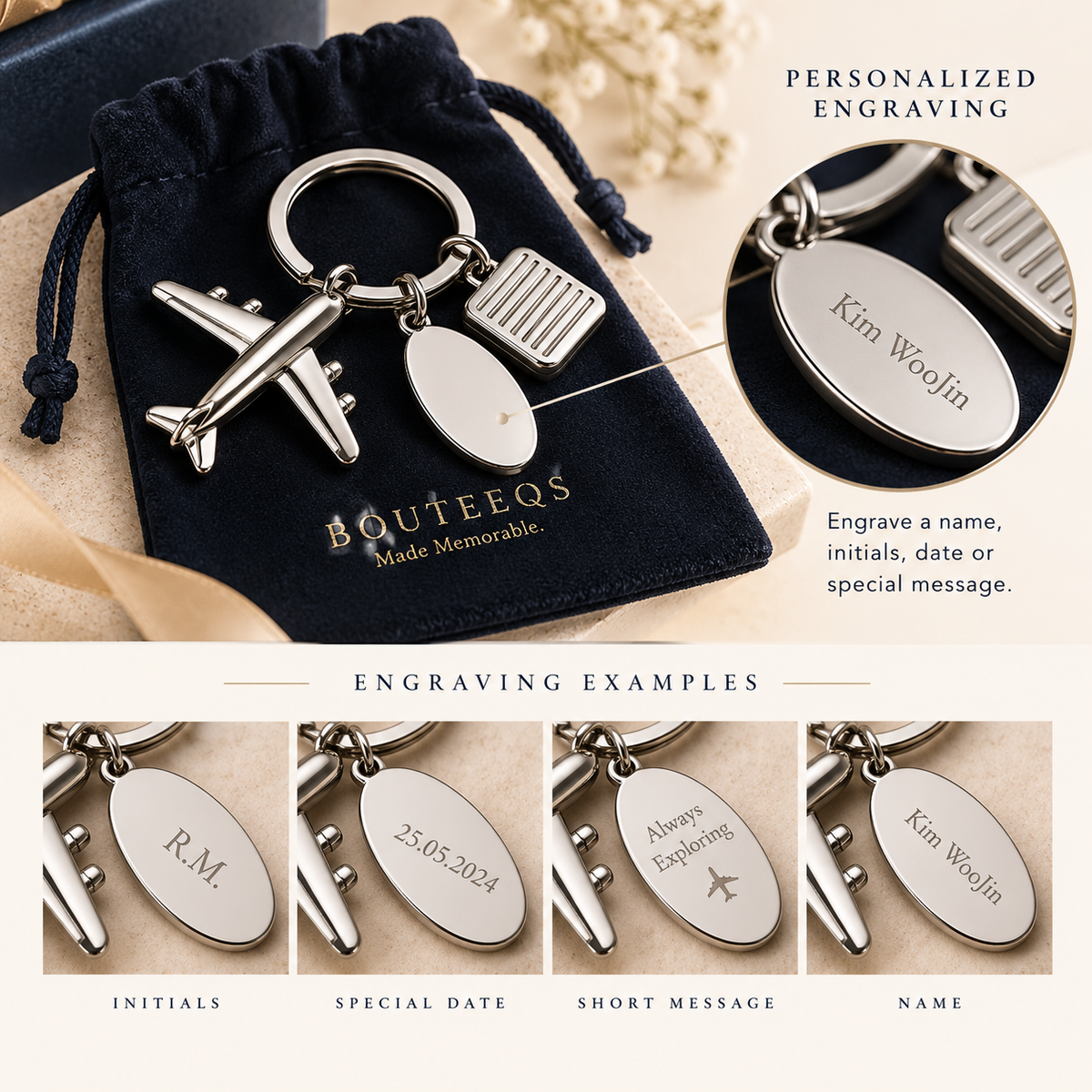 Personalized Airplane Keychain – Engravable Travel Keepsake