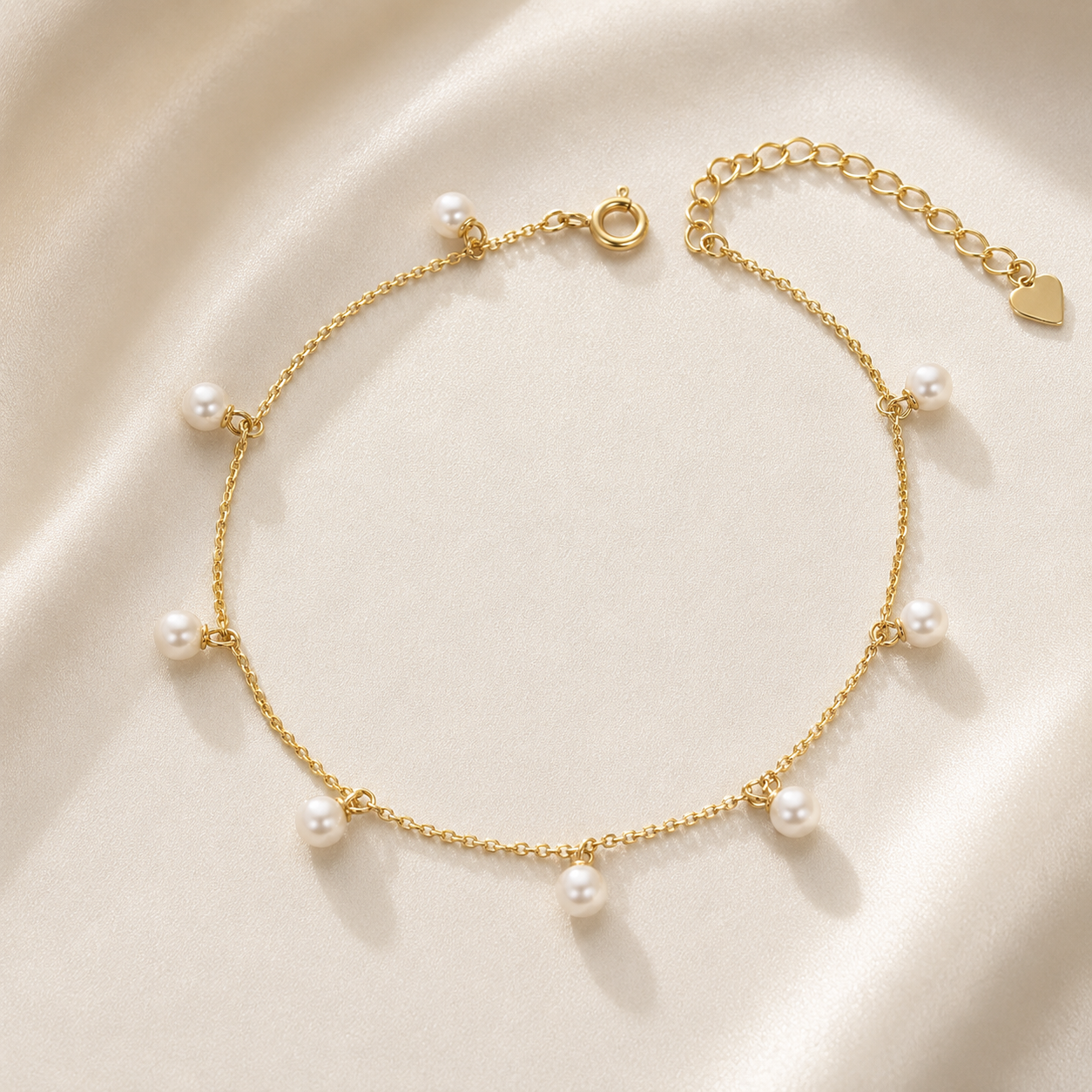 Pearl Drop Gold-Plated Sterling Silver Anklet