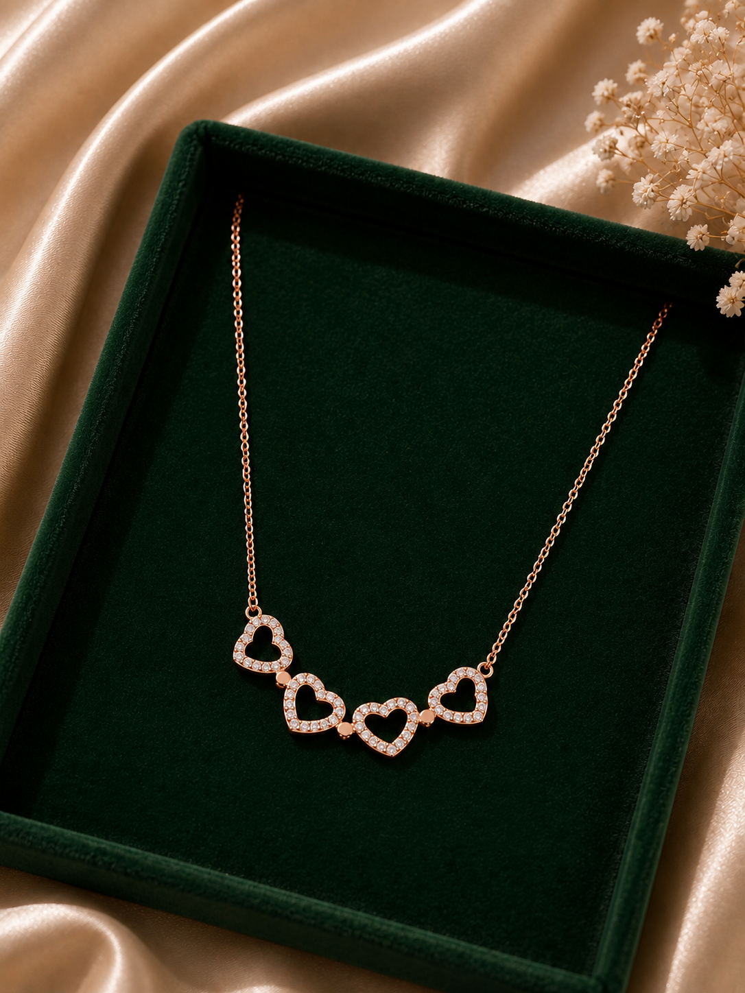 Elegant Rose Gold Plated Four Leaf Clover Necklace – Convertible Design