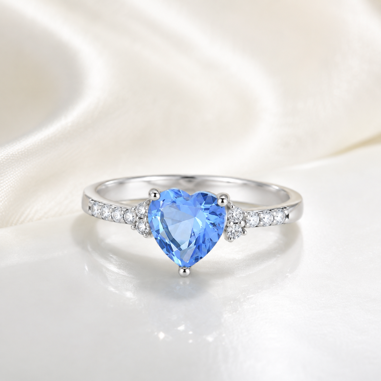 925 Sterling Silver Blue Heart Ring