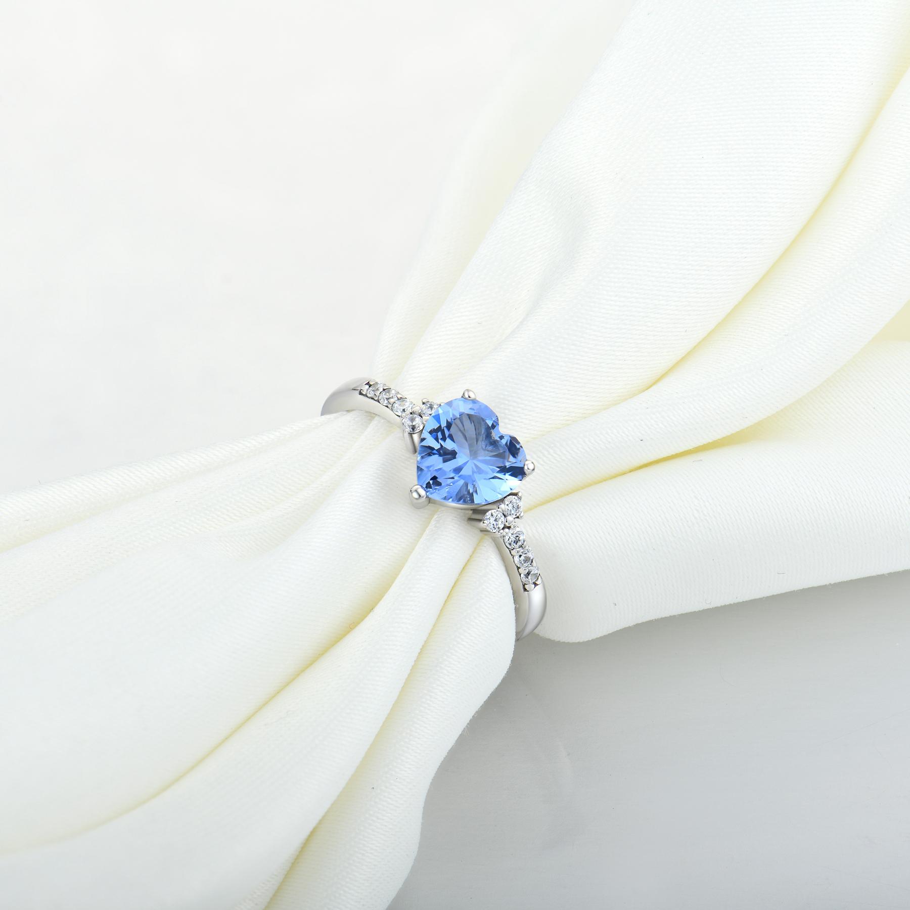 925 Sterling Silver Blue Heart Ring