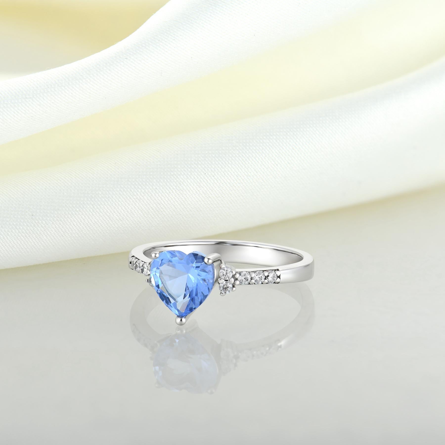925 Sterling Silver Blue Heart Ring