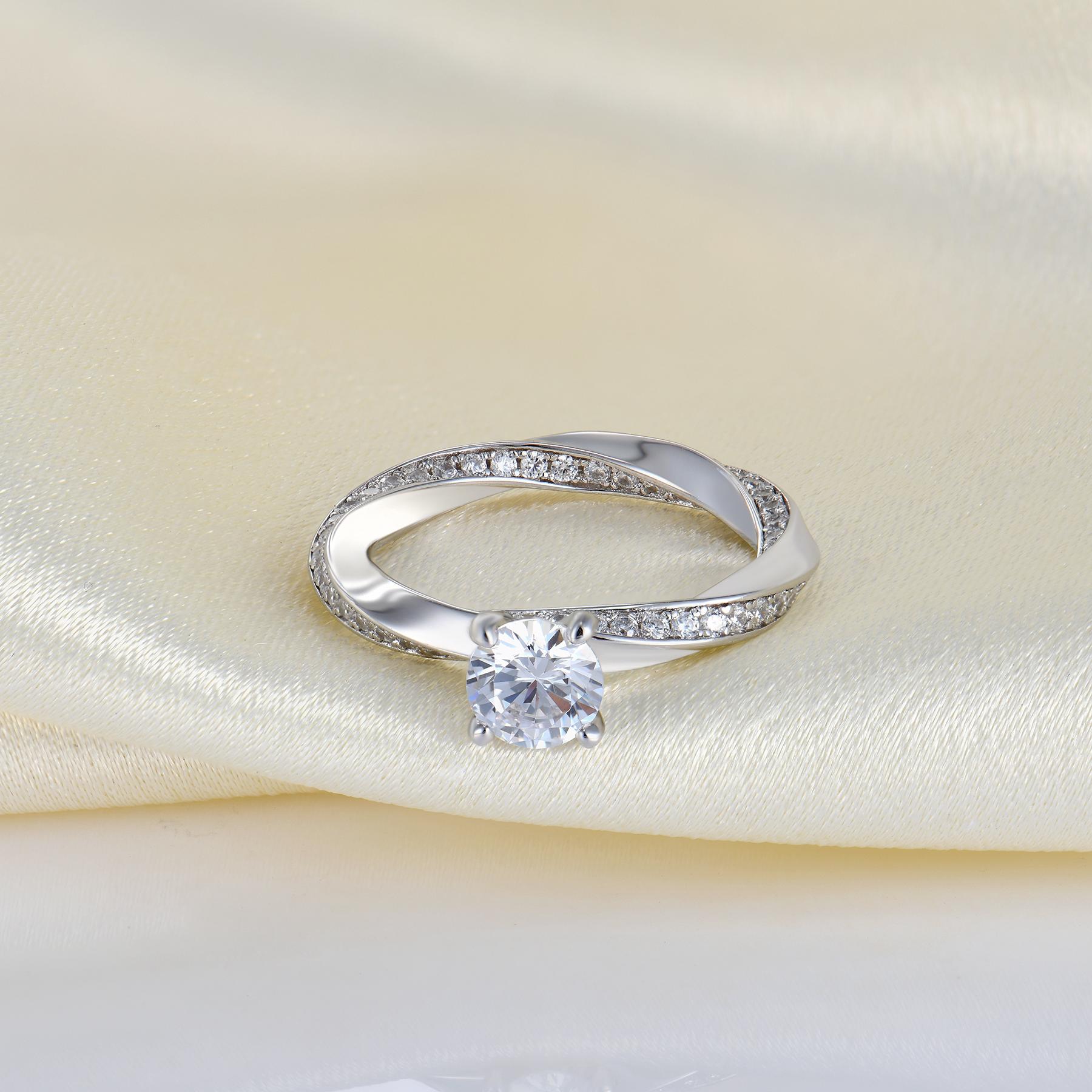 925 Sterling Silver Twist Solitaire Ring