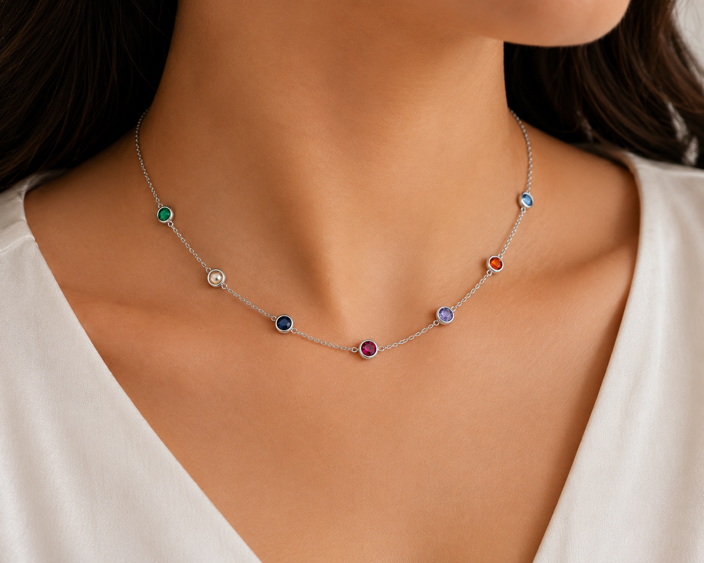 Chromatic Glow Sterling Silver Necklace
