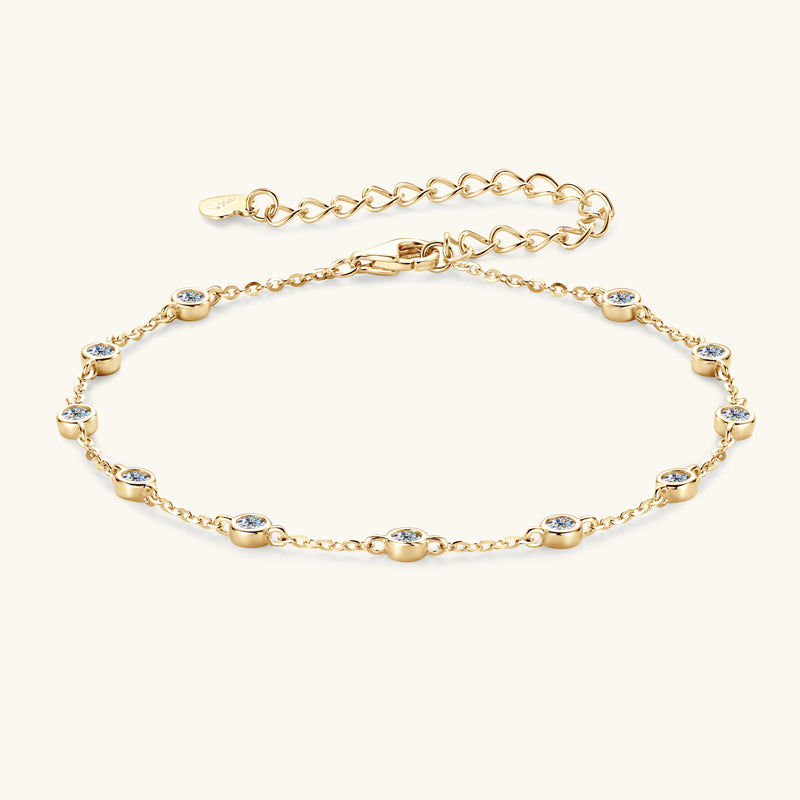 Adjustable Moissanite Tennis Bracelet 18k Gold plated VVS Clarity, D Colour