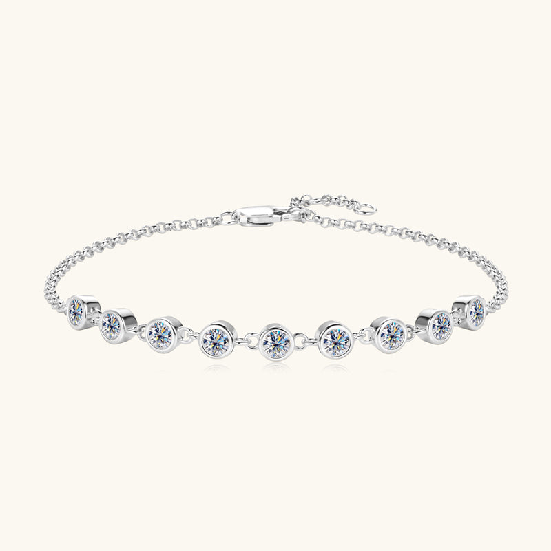 925 Sterling Silver Adjustable Moissanite Charm Bracelet