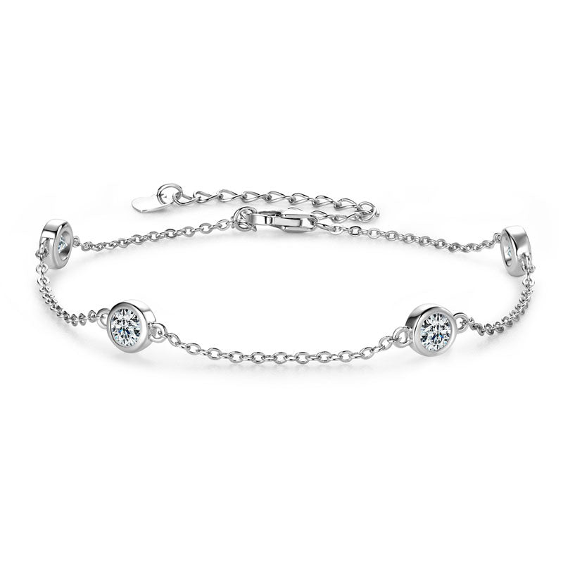 سوار ألماس مويسانيتي قابل للتعديل - 4 مم 1.2 قيراط مطلي بالذهب الأبيض