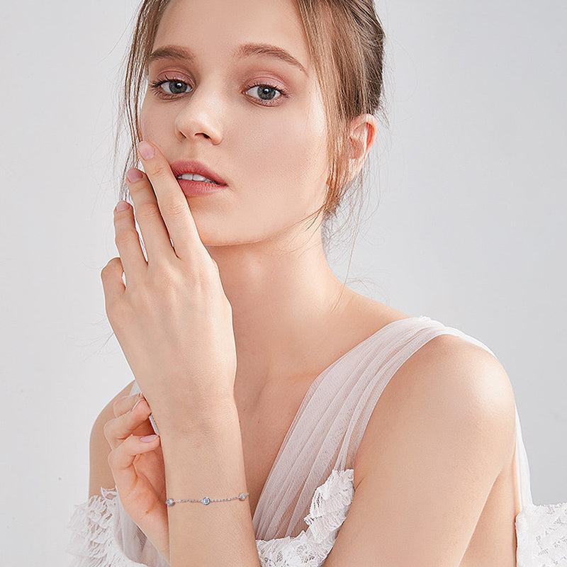 سوار ألماس مويسانيتي قابل للتعديل - 4 مم 1.2 قيراط مطلي بالذهب الأبيض