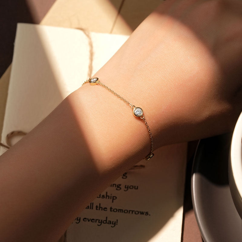 Adjustable Moissanite Diamond Bracelet – 4mm 1.2cttw 18k Gold plated