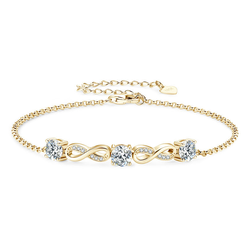 Luxury 5mm full D-colour Moissanite Infinity Bracelet 18k Gold Plated