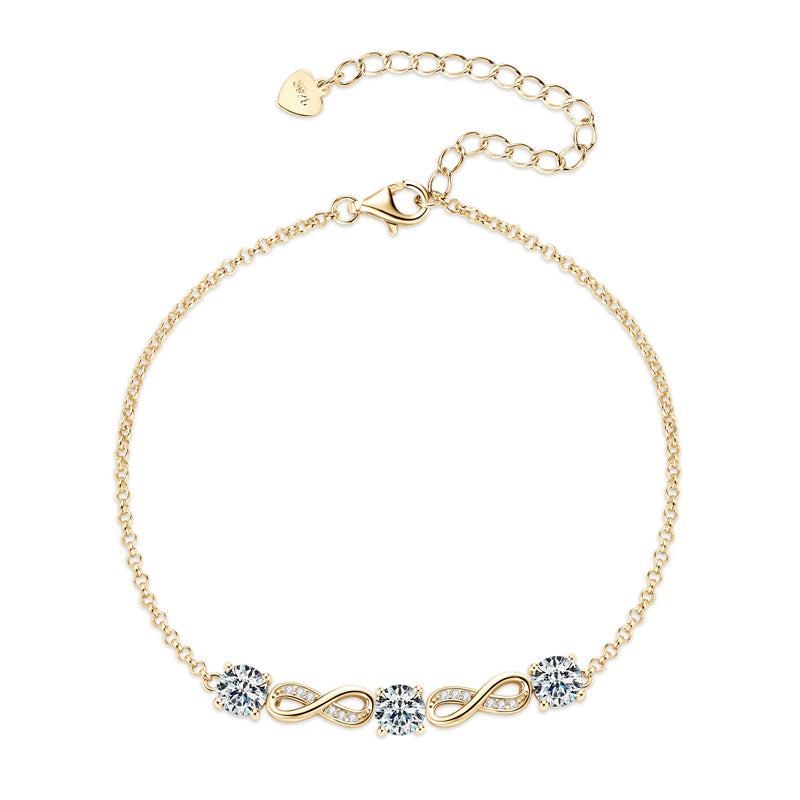 Luxury 5mm full D-colour Moissanite Infinity Bracelet 18k Gold Plated