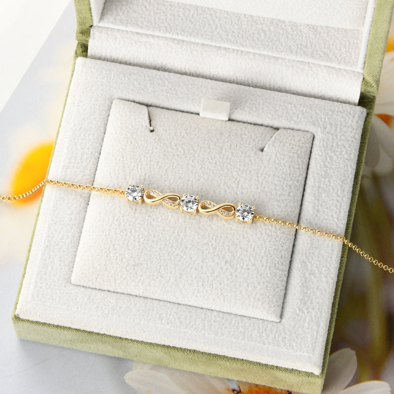 Luxury 5mm full D-colour Moissanite Infinity Bracelet 18k Gold Plated