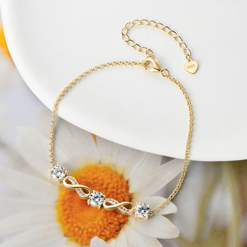 Luxury 5mm full D-colour Moissanite Infinity Bracelet 18k Gold Plated