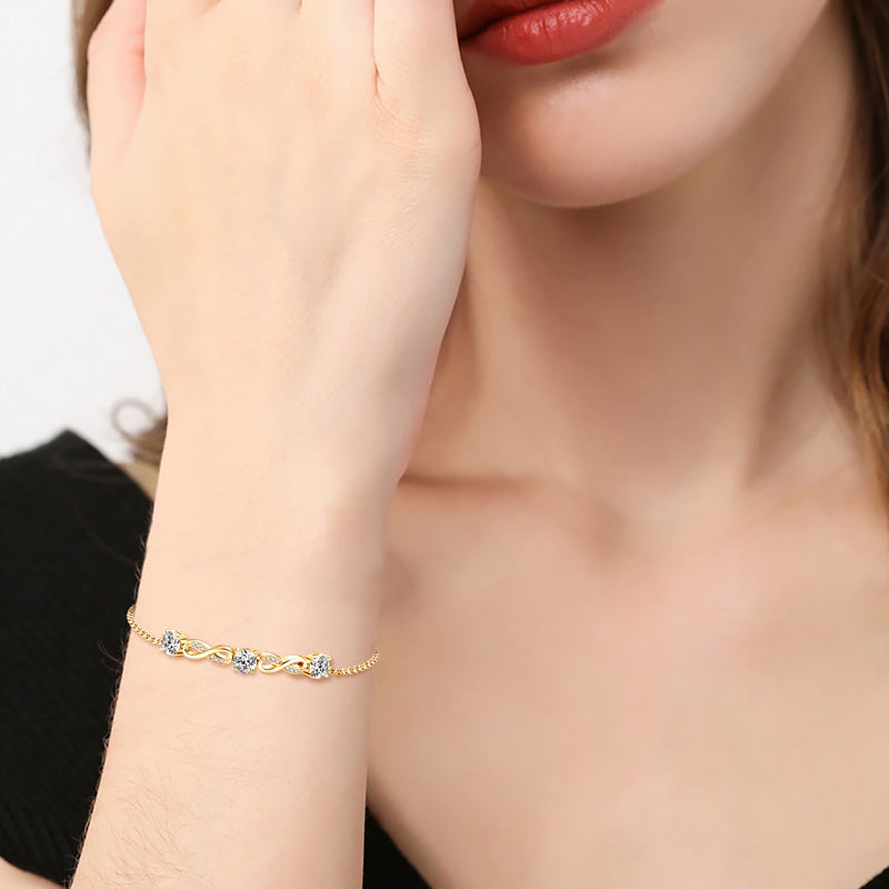 Luxury 5mm full D-colour Moissanite Infinity Bracelet 18k Gold Plated