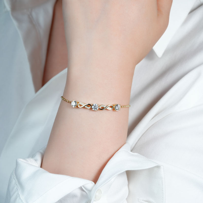 Luxury 5mm full D-colour Moissanite Infinity Bracelet 18k Gold Plated