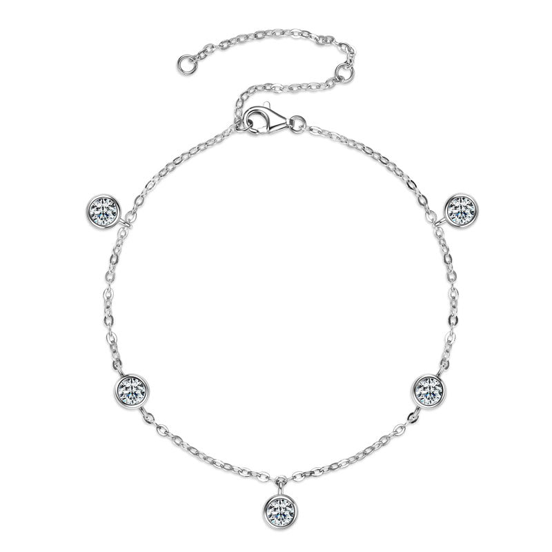 High-Quality Moissanite Adjustable Bracelet Rhodium plated