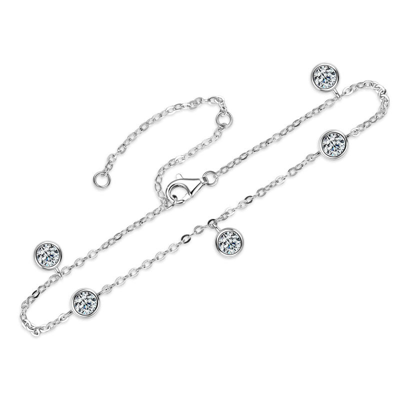 إسورة فاخرة قابلة للتعديل مرصعة بحجر المويسانيت مطليه بالروديوم