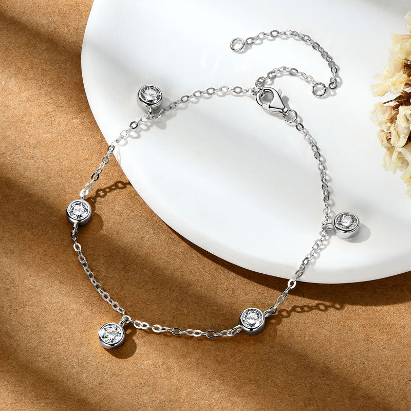 High-Quality Moissanite Adjustable Bracelet Rhodium plated