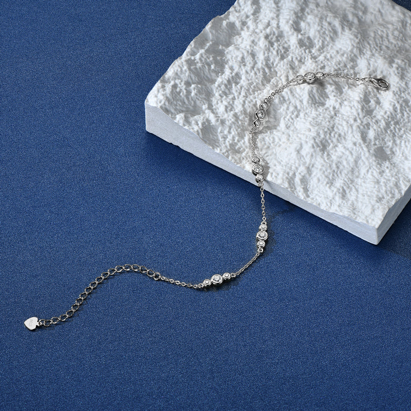 Moissanite Chain Bracelet – Round VVS1 Stones White Gold Plated