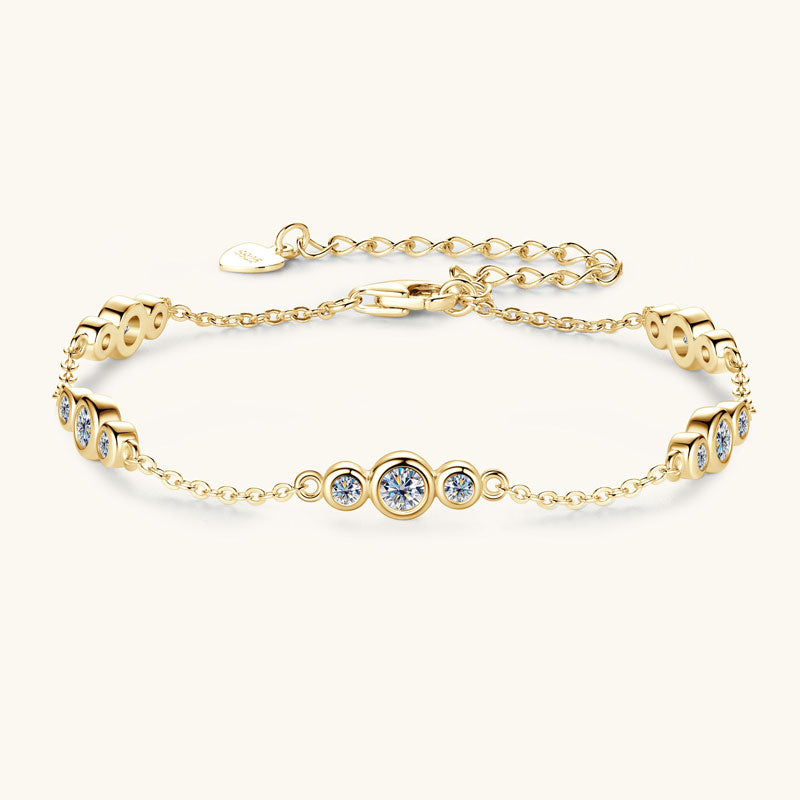 Moissanite Chain Bracelet – Round VVS1 Stones 18k Gold Plated