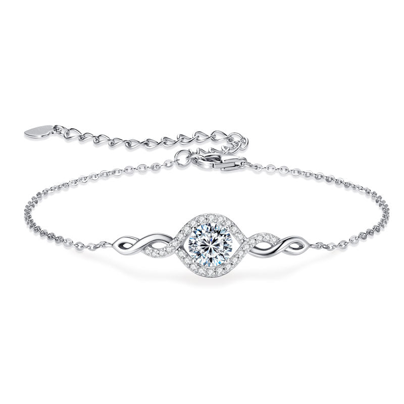 سوار مويسانيتي من خرز اللانهاية مطلي بالذهب الأبيض