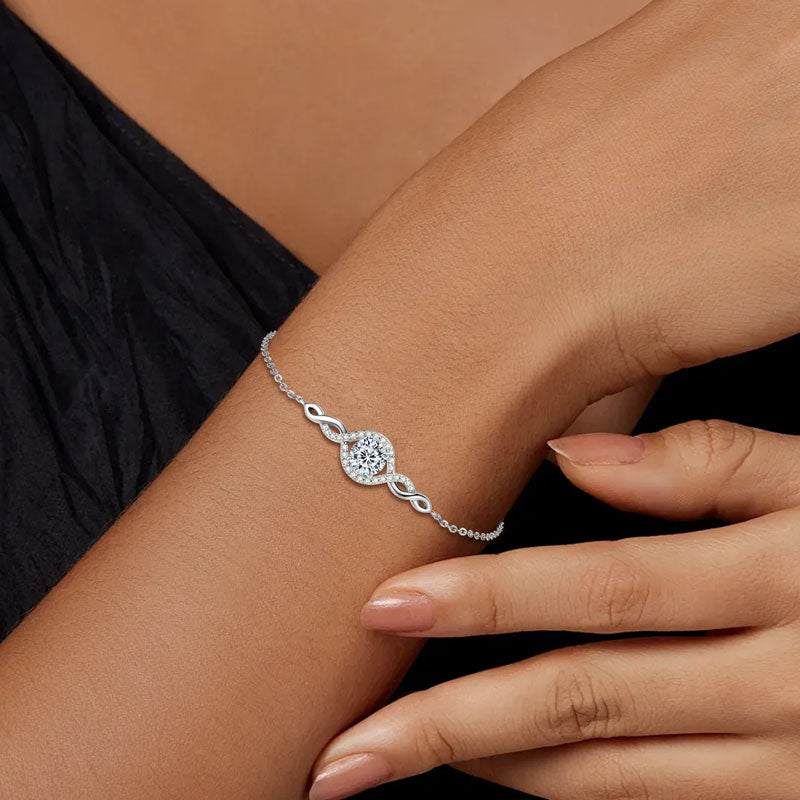 سوار مويسانيتي من خرز اللانهاية مطلي بالذهب الأبيض