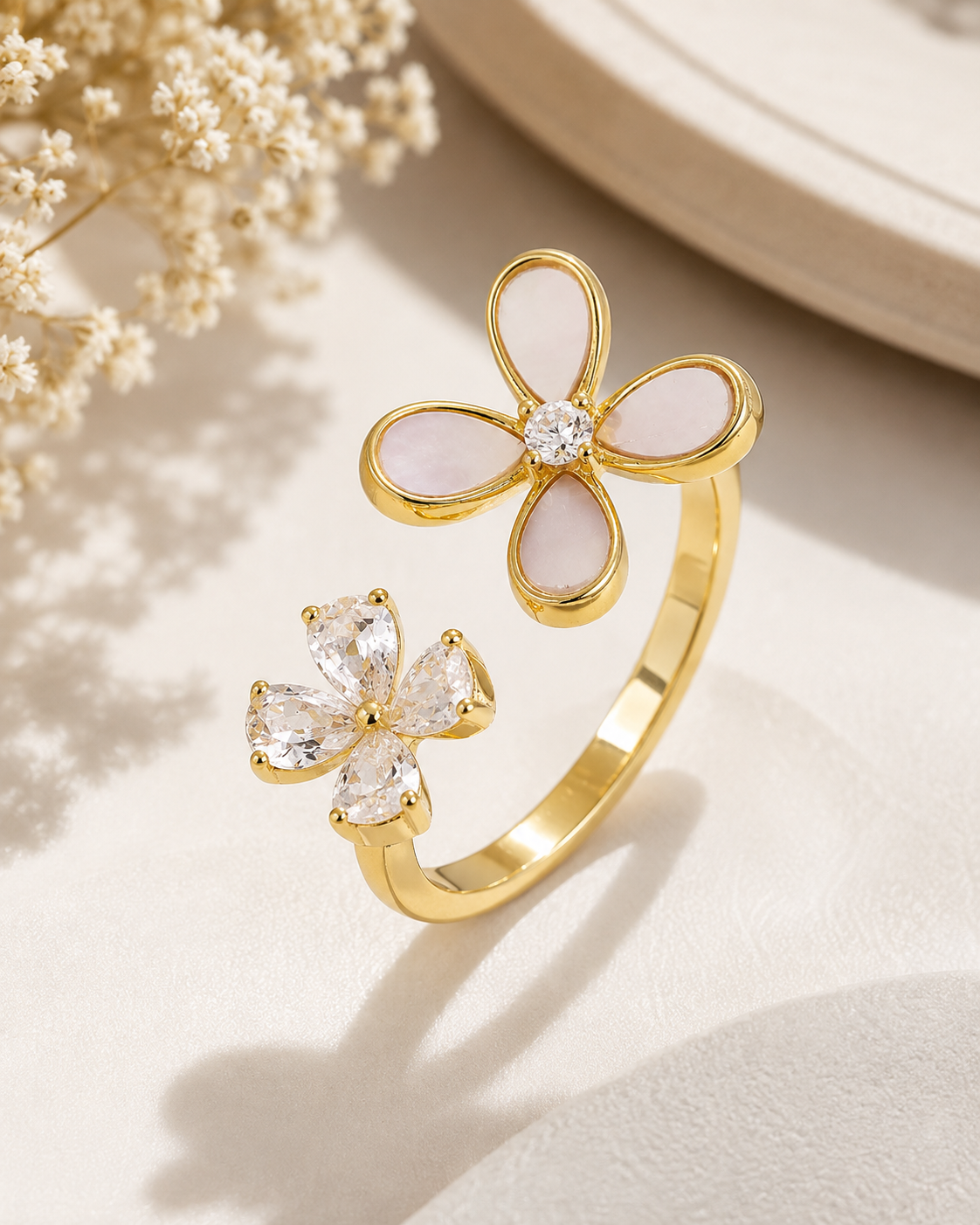 Gold plated Bloom Duo Open Ring