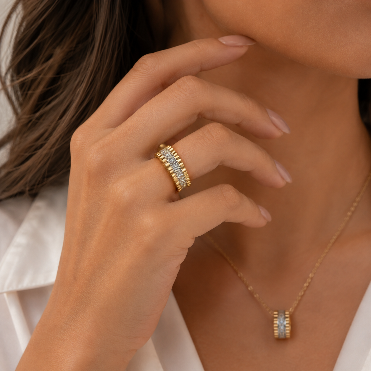 Two-Tone Eternity Sparkle Jewelry Set