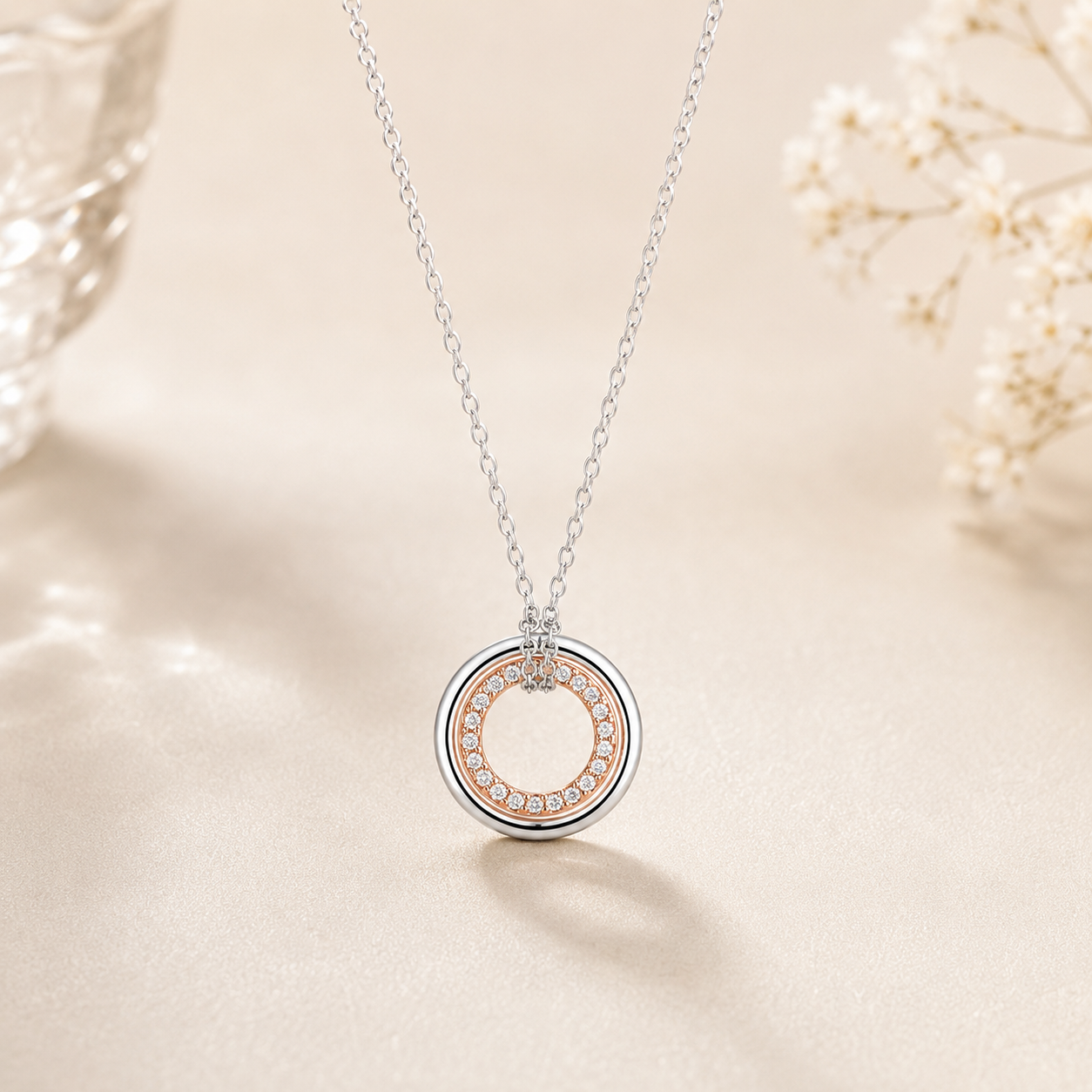 Everlasting Glow Two-Tone Circle Necklace