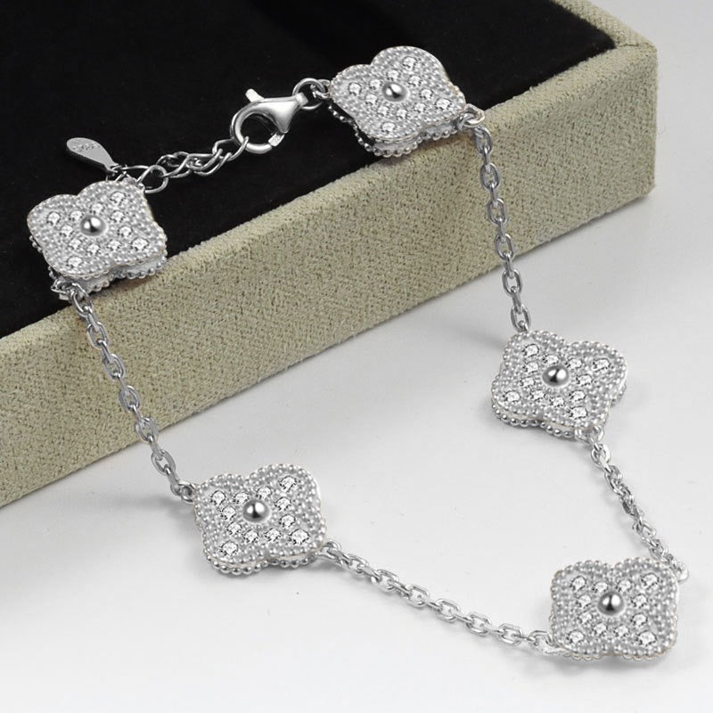 Pavé Clover 925 Sterling Silver Bracelet