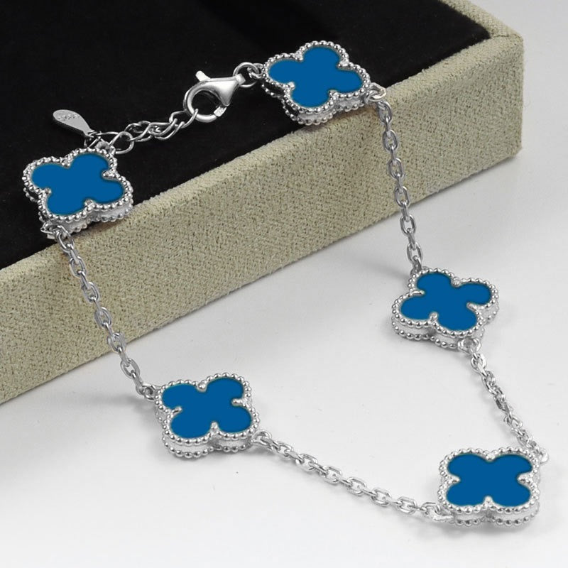 Azure Blue Five Clover Bracelet