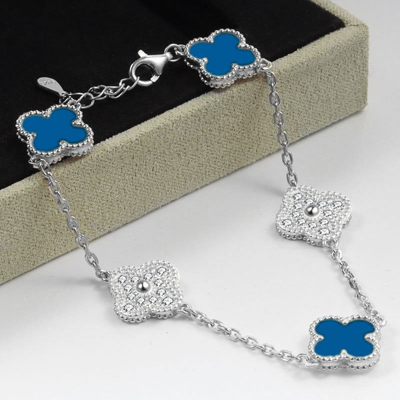 Azure & Pavé Five Clover Bracelet