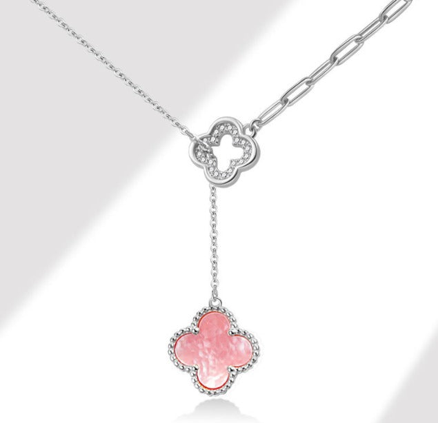Pearlescent Clover 925 Sterling Silver Y Bracelet