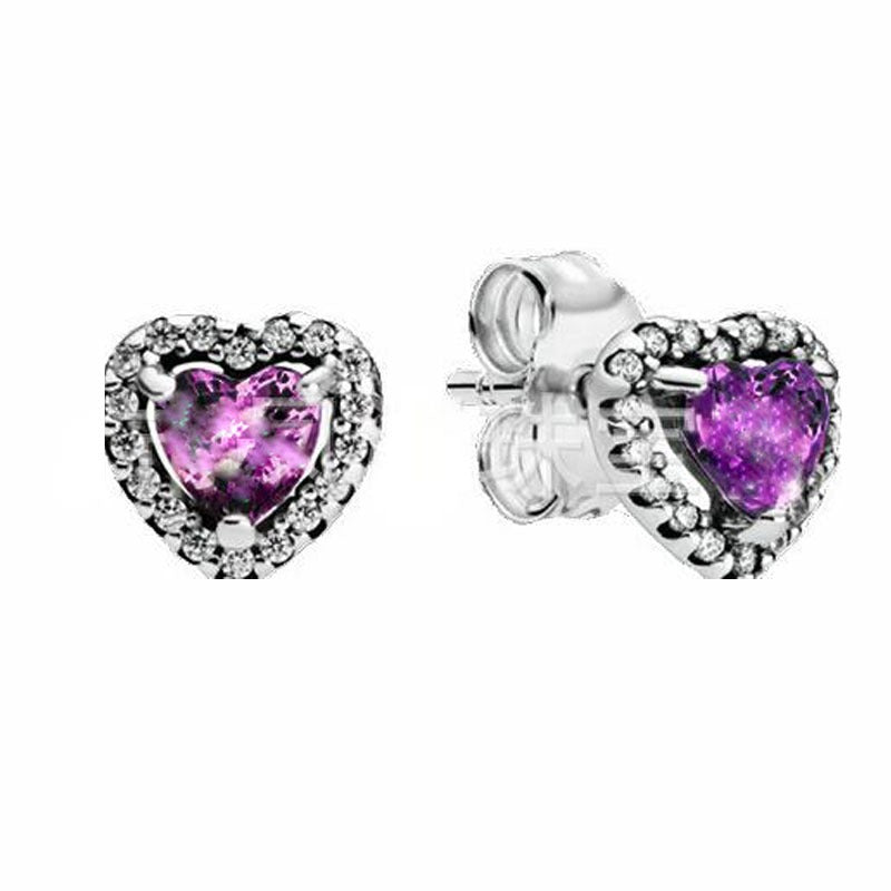 Heart Halo Stud Earrings with Pink Heart-Cut Stones