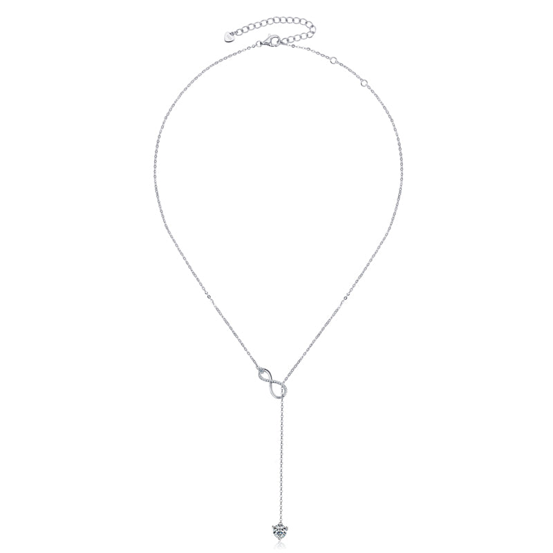 قلادة من الفضة الإسترلينية على شكل حرف Y مرصعة بحجر المويسانايت