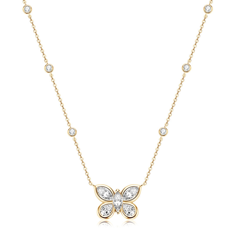 Butterfly Pendant Necklace – Marquise Cut 5A Cubic Zirconia, 18k Gold plated