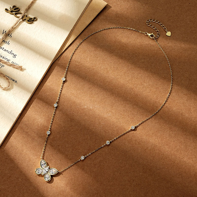 Butterfly Pendant Necklace – Marquise Cut 5A Cubic Zirconia, 18k Gold plated
