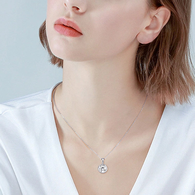 2.0 ct Moissanite Bubble Pendant Necklace  White Gold Plated