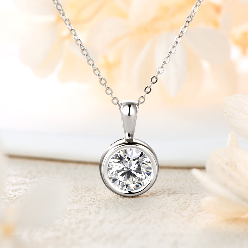 2.0 ct Moissanite Bubble Pendant Necklace  White Gold Plated