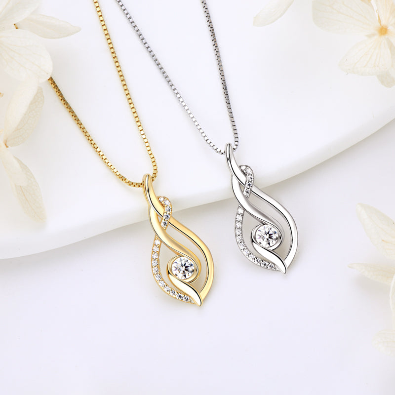 0.3 ct Moissanite Twist Pendant Necklace (4mm) 18k Gold Plated