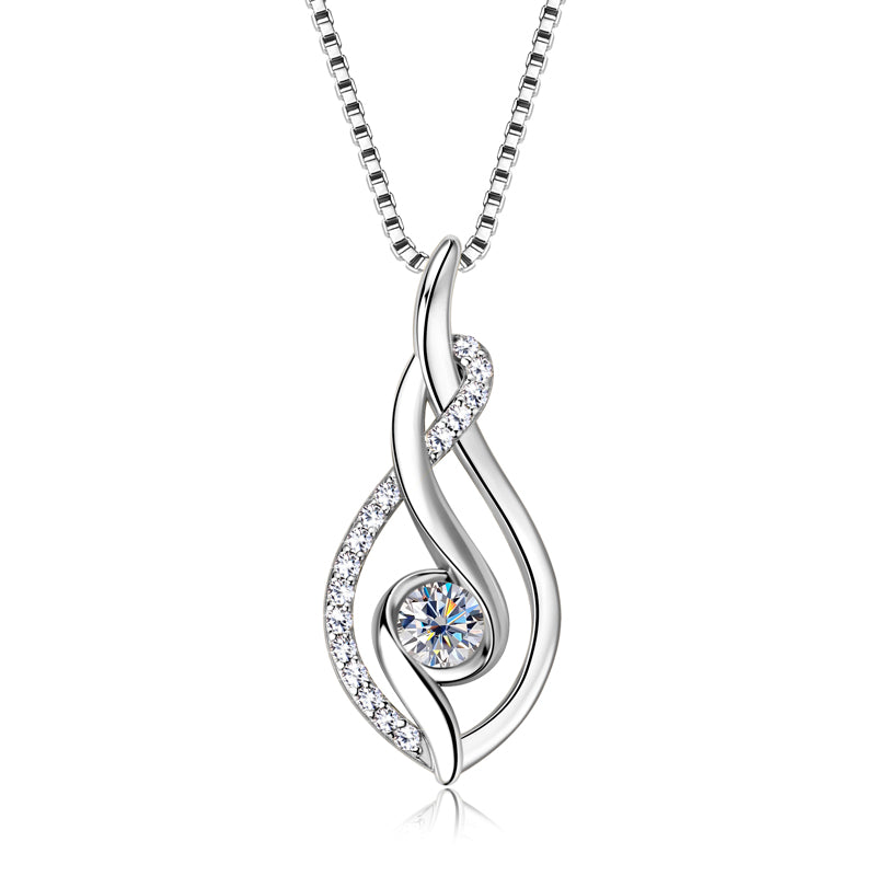 0.3 ct Moissanite Twist Pendant Necklace (4mm) Rhodium Plated