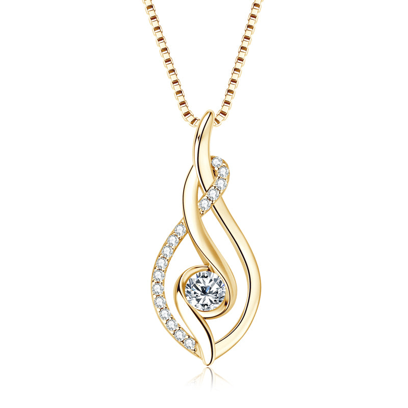 0.3 ct Moissanite Twist Pendant Necklace (4mm) 18k Gold Plated