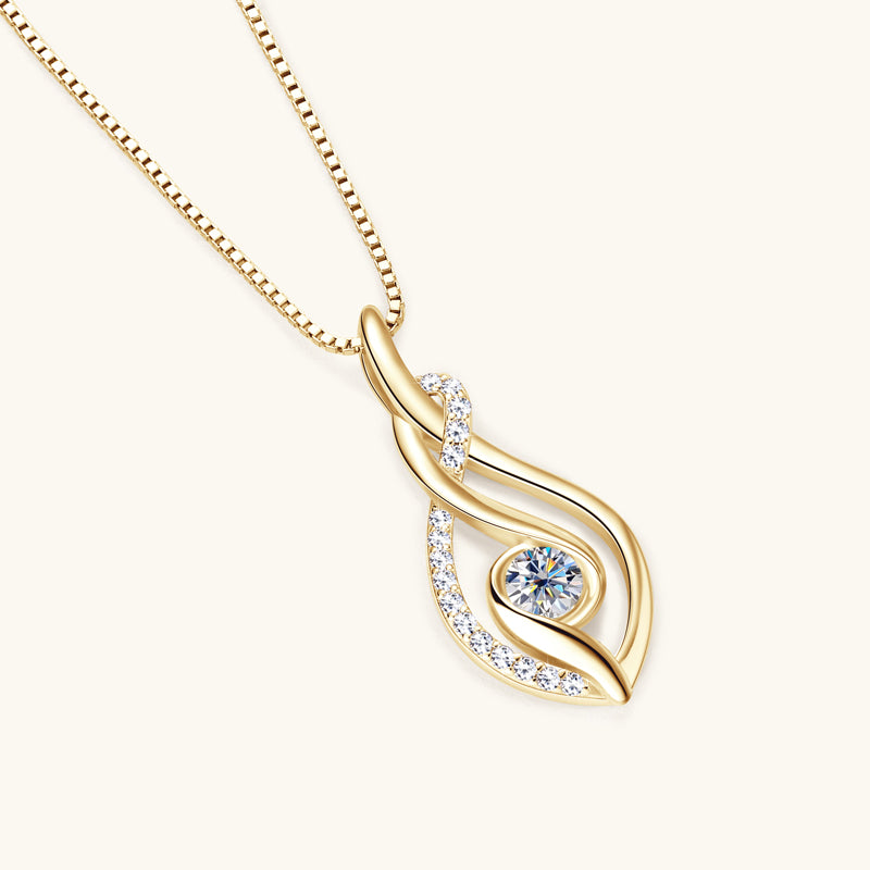 0.3 ct Moissanite Twist Pendant Necklace (4mm) 18k Gold Plated
