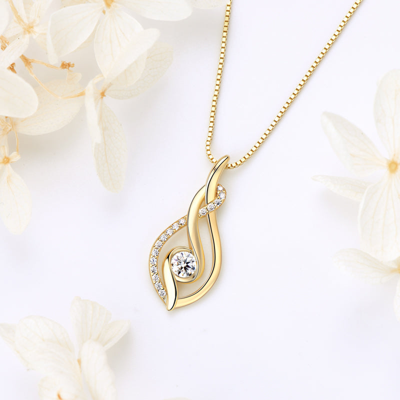 0.3 ct Moissanite Twist Pendant Necklace (4mm) 18k Gold Plated