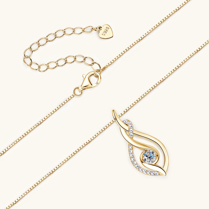 0.3 ct Moissanite Twist Pendant Necklace (4mm) 18k Gold Plated