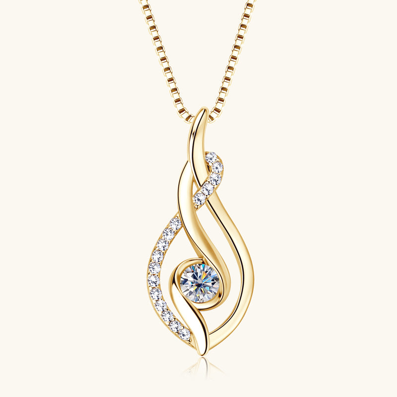 0.3 ct Moissanite Twist Pendant Necklace (4mm) 18k Gold Plated